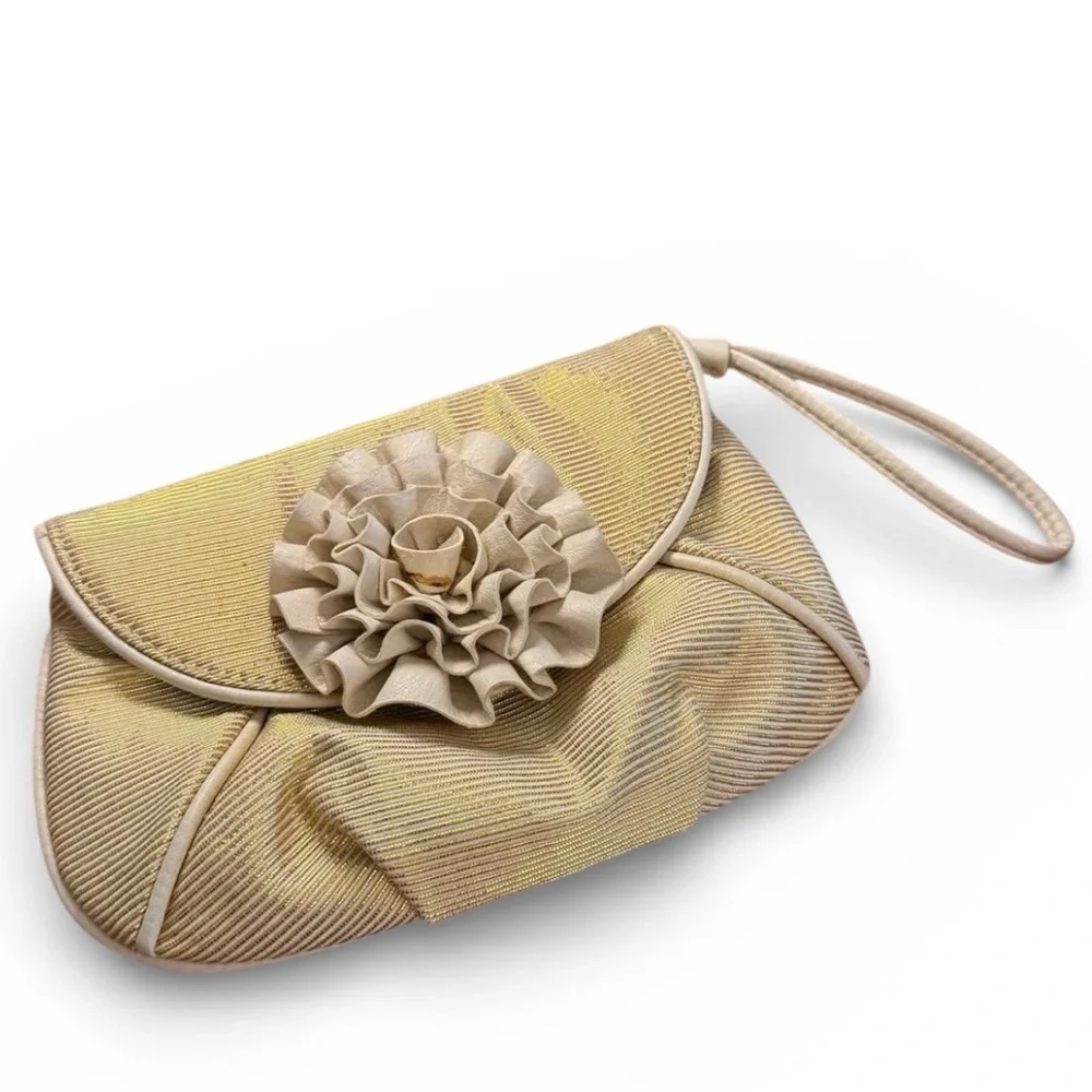 Loeffler Randall for Target Gold Metallic Rosette Wristlet Clutch